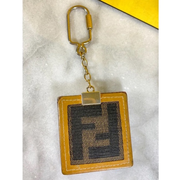 |SOLD| Fendi FF Logo Striped Pequin Bag Charm - Picture 6 of 8